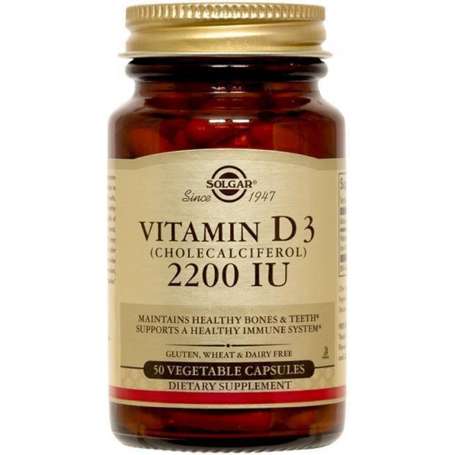 Solgar Vitamin D3 2200 IU, 50 φυτικές κάψουλες