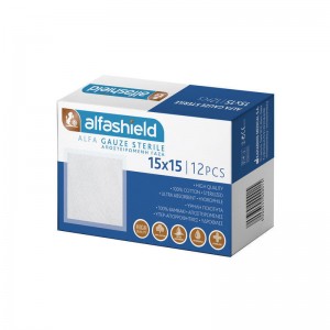 Alfashield Αποστειρωμένες γάζες 15X15cm, 12 τεμ