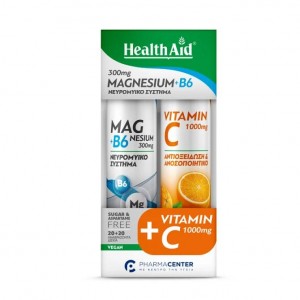 Health Aid Promo Pack Magnesium 300mg + Vit.B6 20 αναβρ. δισκία & Vitamin C 1000mg Γεύση Πορτοκάλι 20 αναβρ. δισκία