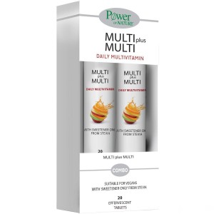 Power Of Nature Multi Plus Multi Πολυβιταμίνη για Ενέργεια Ροδάκινο 2 x 20 αναβράζοντα δισκία