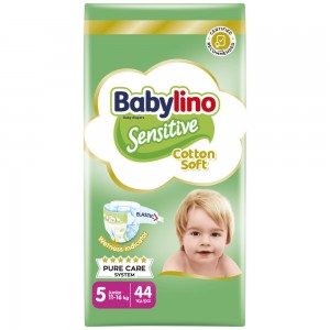 Babylino Sensitive Cotton Soft Πάνες με Αυτοκόλλητο No. 5 για 11-16kg 44τμχ