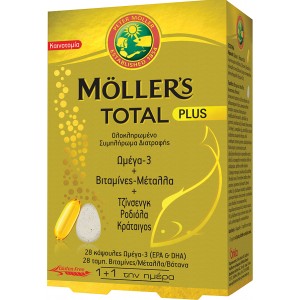 Moller's Total Plus Ιχθυέλαιο Ωμέγα 3 28 κάψουλες & Βιταμίνες/Μέταλλα/Βότανα 28 ταμπλέτες