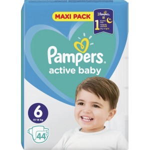 Pampers Active Baby Πάνες με Αυτοκόλλητο No. 6 για 13-18kg 44τμχ