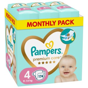 Pampers Premium Care Monthly Pack No.4 (9-14kg) Βρεφικές Πάνες, 174τεμχ