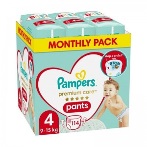 Pampers Premium Care Pants Monthly Pack No4 9-15kg Βρεφικές Πάνες 114τεμ